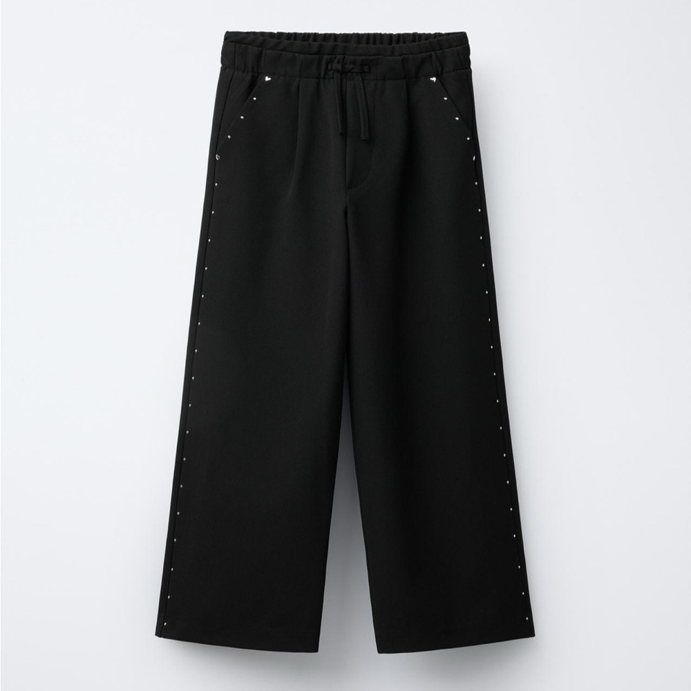 Zara Girls Wide-Leg Pants with Stud Accents